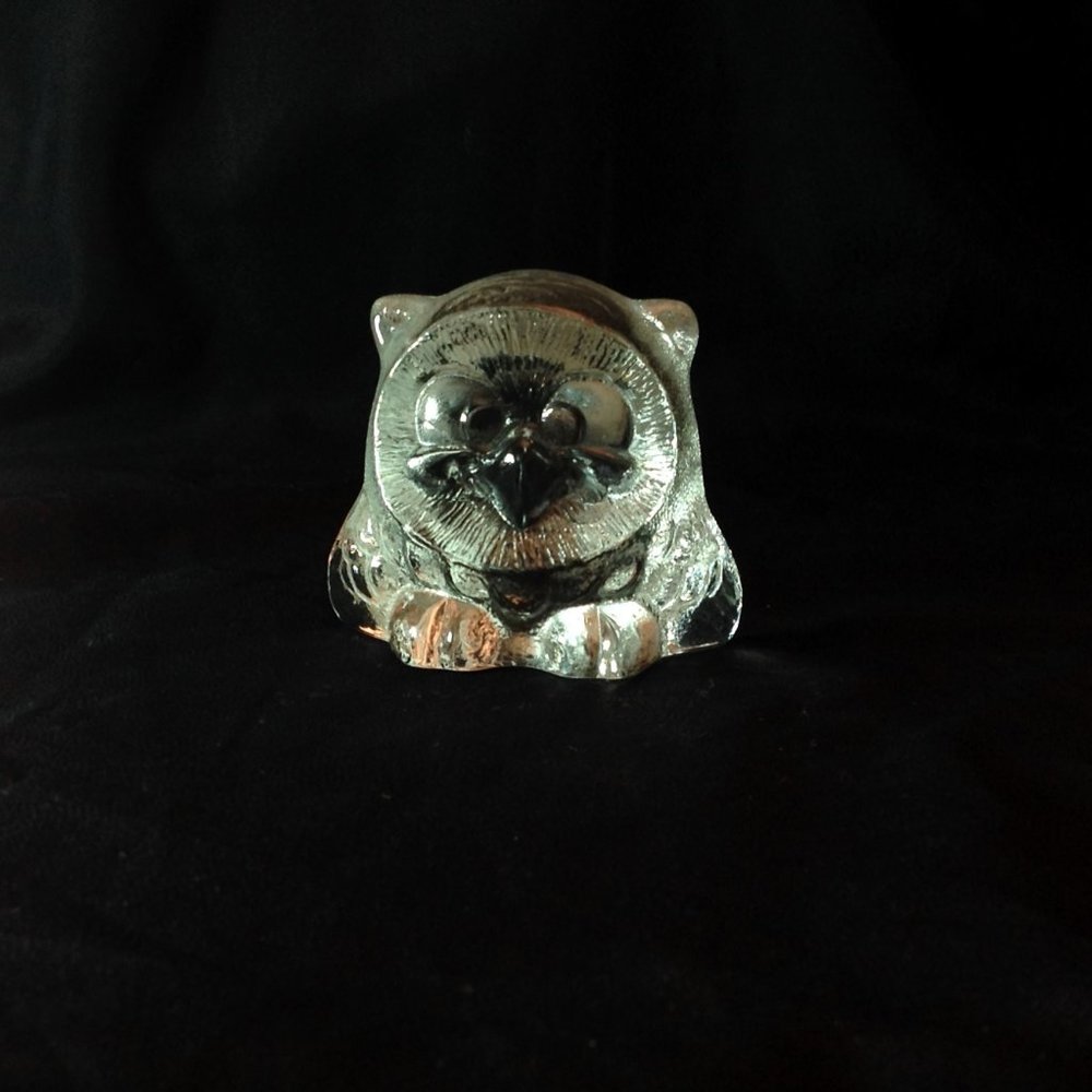 MCM Goebel Crystal Glass OWL Paperweight Vintage Figurine